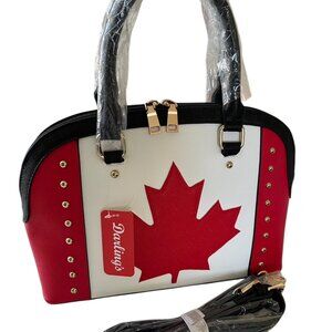 CANADIAN MAPLE LEAF FLAG Purse | Handbag | Mini Saffiano Bowling Bag by Darlings